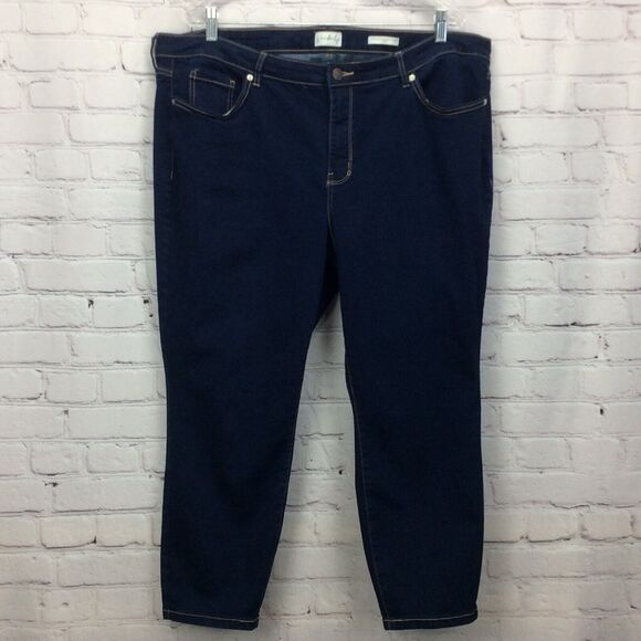 Wonderly Blue Jeans Women's Plus Size 22 W Mid Rise Skinny Crop Stretch Festive - Picture 5 of 8